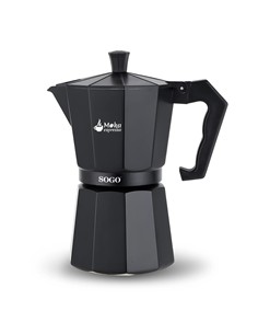 SOGO Cafetera MOKA de Aluminio 6 Tazas SS-7610 Negra Electrica Induccion,Gas ,Vitro