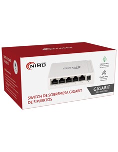 NIMO Switch 5 Puertos RJ45 Gigabit 100/1000 Mbps Con Alimentacion ACINT009