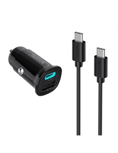 ACCETEL Cargador Coche Tipo C 33W + Cable Datos Tipo C M/M Negro CC636