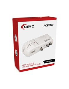 NIMO Amplificador Interno de TV VHF/UHF 25Dbi 1 Entrada-2 Salidas ACTV147