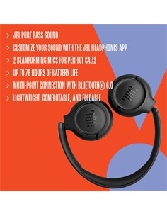 JBL Auricular de Casco Bluetooth TUNE 530 Malva Multi Point 76H Plegable