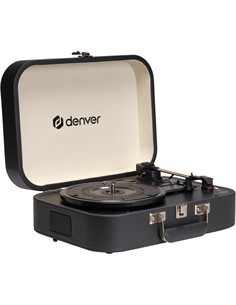 DENVER Tocadisco Retro VPL-130DGR En Maletin Negro Grabacion USB Con Alatavoz 2X10W