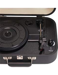 DENVER Tocadisco Retro VPL-130DGR En Maletin Negro Grabacion USB Con Alatavoz 2X10W