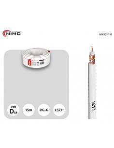 NIMO Cable Coaxial de Antena RG-6 Blanco 15Mtrs en Bobina WIR9057-15