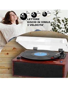 TREVI Tocadisco VINYL MUSIC TT 1030BT Madera Bluetooth 15W,RCA Conexion Audio Inalambrica IN/OUT