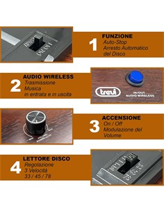 TREVI Tocadisco VINYL MUSIC TT 1030BT Madera Bluetooth 15W,RCA Conexion Audio Inalambrica IN/OUT