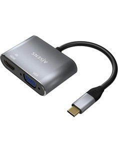 AiSENS Adaptador Tipo C/M A Vga/M, Hdmi/H Gris 0.15Cm A109-0627