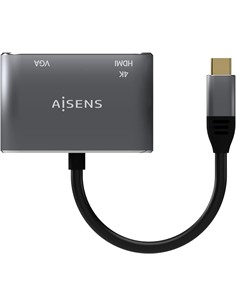 AiSENS Adaptador Tipo C/M A Vga/M, Hdmi/H Gris 0.15Cm A109-0627