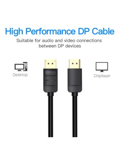 VENTION Cable Displayport M/M 5Mtrs 4K HACBJ Negro