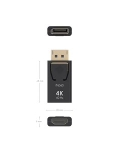 AISENS Adaptador Displayport/M a Hdmi/H 4K A125-0908