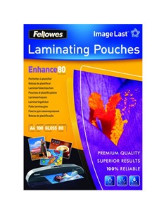 FELLOWES 5306114 PACK 100 BOLSAS PLASTIFICACION 80 MICRAS A4 216X303