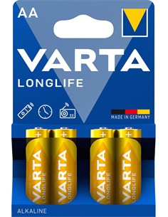 VARTA Pack 4 Pilas Alcalinas AA Longlife