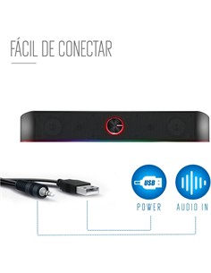 EWENT Barra de Sonido Bluetooth EW3525 Gaming Luces RGB 15W Alimentacion USB