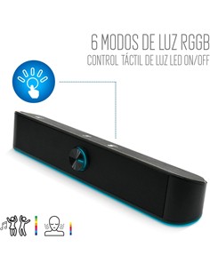 EWENT Barra de Sonido Bluetooth EW3525 Gaming Luces RGB 15W Alimentacion USB