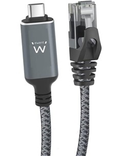 EWENT Cable Tipo C/M 3.1 A RJ45 Gigabit 2Mtrs Trenzado EC2002