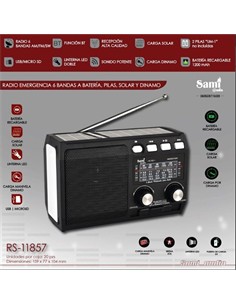 SAMI Radio Solar/Recargable Dinamo Con 6 Bandas RS-11857
