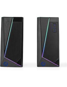 NEDIS Altavoces Gaming Con Luces De Colores 18W Cable Jack 3.5mm 2.0 Estereo GSPR31020BK