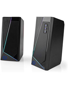 NEDIS Altavoces Gaming Con Luces De Colores 18W Cable Jack 3.5mm 2.0 Estereo GSPR31020BK