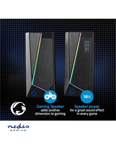 NEDIS Altavoces Gaming Con Luces De Colores 18W Cable Jack 3.5mm 2.0 Estereo GSPR31020BK