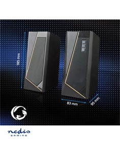 NEDIS Altavoces Gaming Con Luces De Colores 18W Cable Jack 3.5mm 2.0 Estereo GSPR31020BK