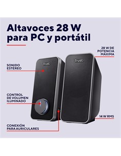 TRUST Altavoces PC 14W ARYS Por Usb Negro