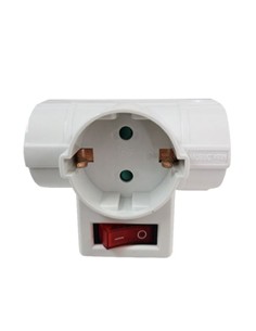EXTRASTAR Enchufe 3xSchuko Con Interruptor Blanco SQ-GBK-01/03T