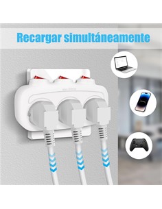 EXTRASTAR Enchufe 3xSchuko Con Interruptor Individual Max.3680W SQ-GZB3K-01/03