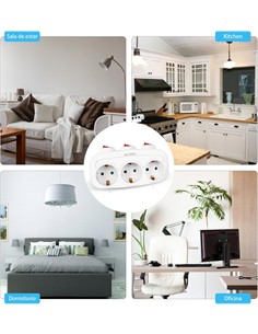 EXTRASTAR Enchufe 3xSchuko Con Interruptor Individual Max.3680W SQ-GZB3K-01/03