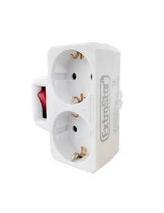 EXTRASTAR Adaptador Enchufe 2xShucko Con Interruptor Blanco SQ-GBK-01/02