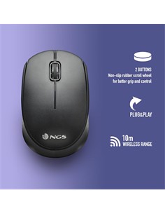 NGS Teclado + Raton Inalambrico Optico HARMONY Silencioso Negro