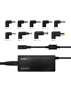 AiSENS Cargador Para Portatil 65W  QC3.0 Con 9 Clavijas Usb-A ASCL-65WAUTO-BK
