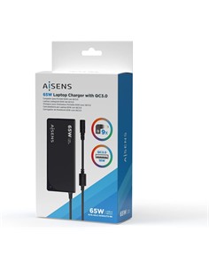 AiSENS Cargador Para Portatil 65W  QC3.0 Con 9 Clavijas Usb-A ASCL-65WAUTO-BK