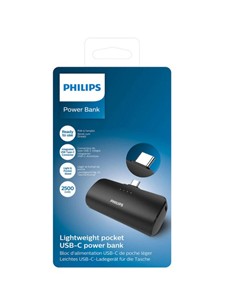 PHILIPS Bateria Externa 2500Mah Con Conector Tipo C DLP2510C/00 Negro