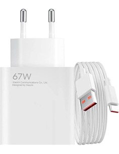 XIAOMI Cargador Red Por Usb + Cable Datos Tipo C A Usb 67W Blanco MDY-12-H