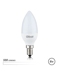 ELBAT Bombilla Led Luz Blanca 6W C37 500 Lumenes,E14 EB0485