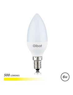 ELBAT Bombilla Led Luz Calida 6W C37 500 Lumenes,E14 EB0486