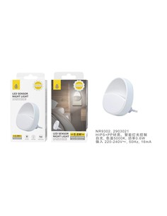 ONE PLUS Enchufe Luz Led de Noche NR9302 Con Sensor 0.6W Luz Blanca