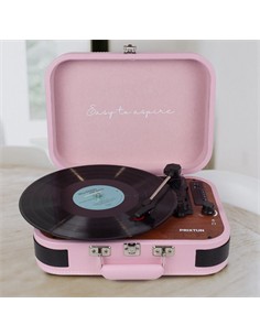PRIXTON Tocadisco Grabador Con Bluetooth/USB/FM/TF VC600 5W X2 Rosa