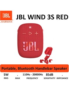 JBL Altavoz Bluetooth WIND 3S Con Soporte Manillar Para Bici Rojo