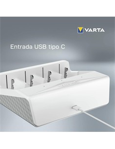 VARTA Cargador Universal De Pilas AA/AAA/C/D/9V 57658 Con Cable USB tipo C
