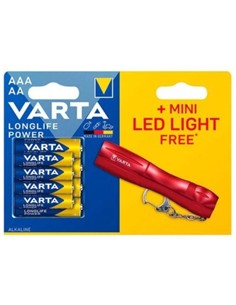 VARTA Pack de 4 Pilas AA LR06 y 4 Pilas AAA LR03 + Mini Linterna Led