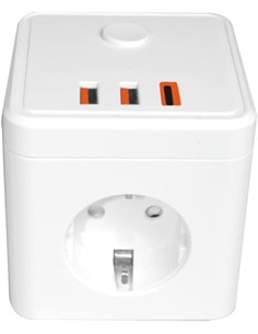 SILVER Eblock Cubo Con 3 Enchufes Schucko+2xUsb A+QxTIpo C Carga Rapida 9523 Blanco