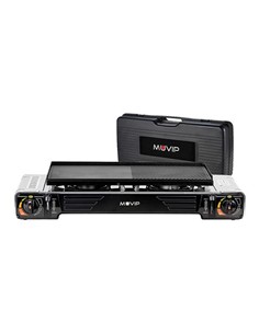 MUVIP MV0613 COCINA DE GAS PORTATIL DOBLE BOMBONA ACERO + PLANCHA + MALETIN