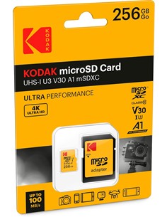 KODAK Tarjeta Memoria Micro SDXC 256Gb Con Adaptador UHS-I V30 A1 4K Ultra HD