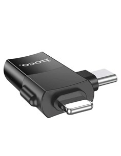 HOCO Adaptador 2 en 1 Lightning/M y Tipo C/M A Usb/H OTG UA17
