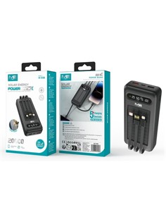 M2TEC Bateria Solar 20000Mah Con Cables Incorporados M-938