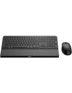 PHILIPS Combo Teclado  + Raton Inalambrico  Bluetooth Reposamuñeca SPT6607 Negro