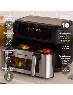GRUNKEL DUALFLEXFRYER FREIDORA DE AIRE 10 LITROS 2800W CUBETOS FLEXIBLES 1