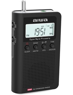 AIWA Radio Portatil Digital AM/FM RSD-45BK Funcion Sleep Con Auricular Y Pilas Negra