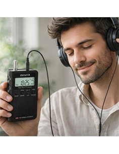 AIWA Radio Portatil Digital AM/FM RSD-45BK Funcion Sleep Con Auricular Y Pilas Negra
